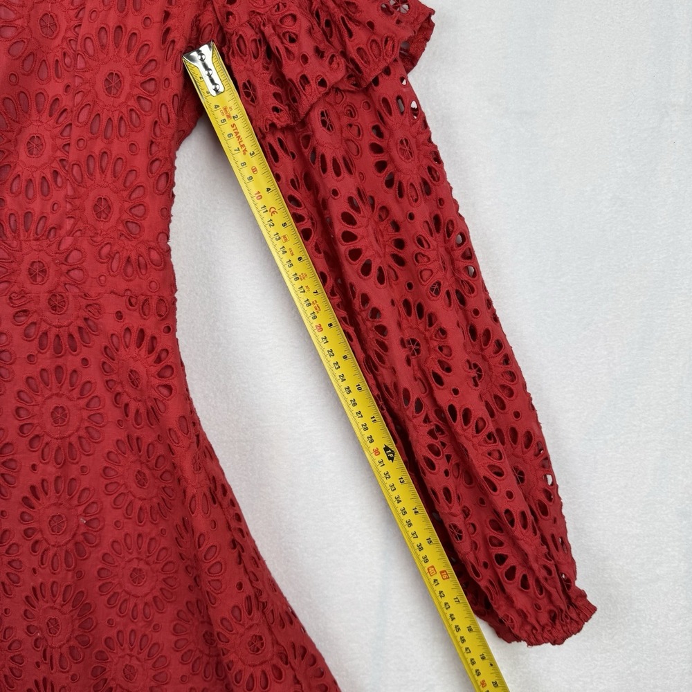 Sundress x revolve Margherita Dress in Red & Multi‎ Pink Floral Lace Bardot XS - Picture 7 of 10